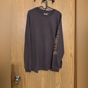 Carhartt Women’s Long Sleeve Crew Tee in Dark Brown/Purple-ish color